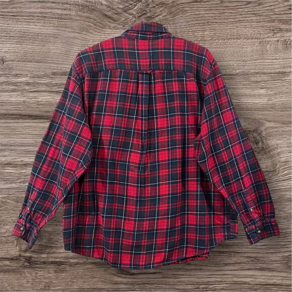 Chap's Men's Size XXL Plaid Flannel Button Down. Holiday Red & Hunter Green - Picture 4 of 9